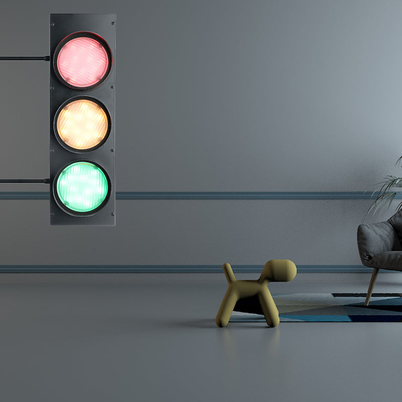 Skørter | Creative traffic light wall-mounted light 3 lights industrial LED wall lighting in black for bar