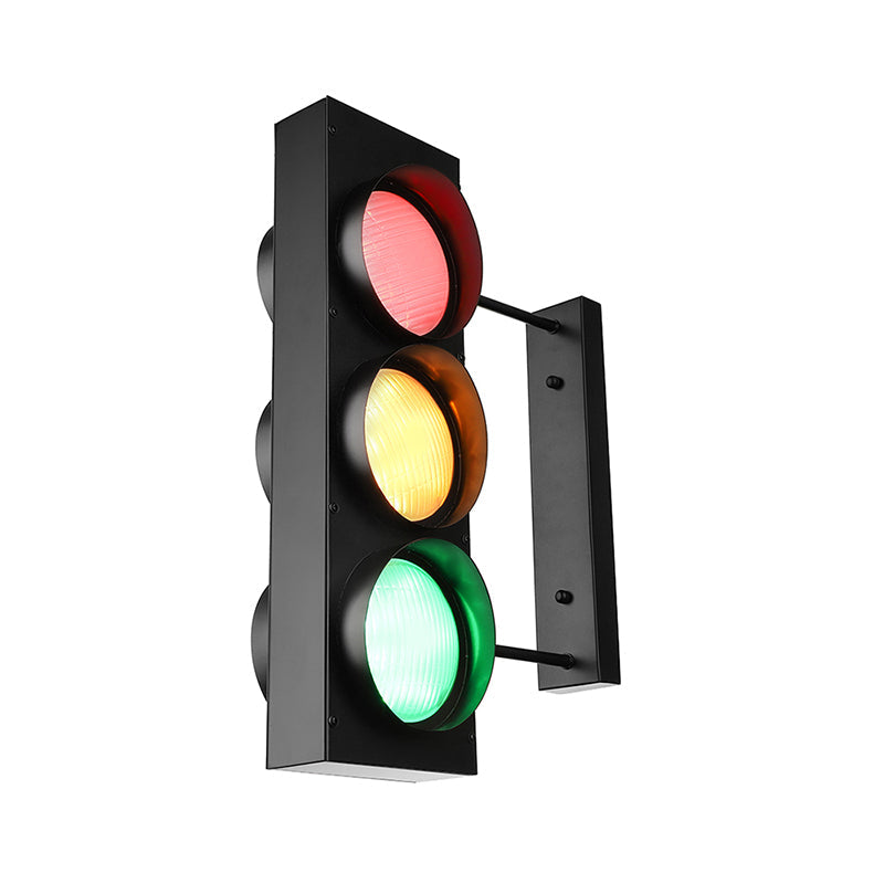 Skørter | Creative traffic light wall-mounted light 3 lights industrial LED wall lighting in black for bar