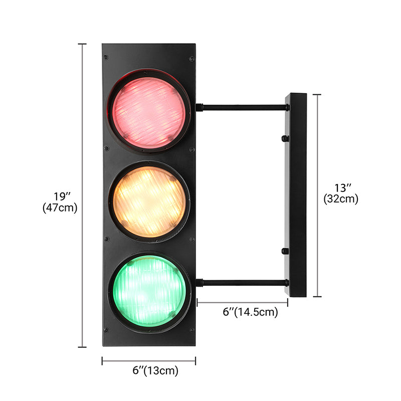 Skørter | Creative traffic light wall-mounted light 3 lights industrial LED wall lighting in black for bar