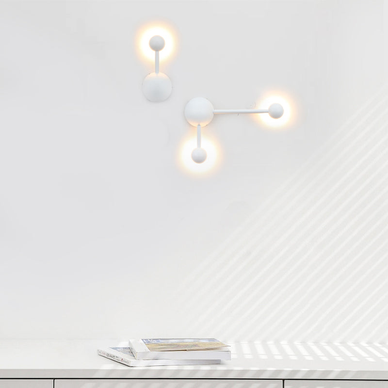 Lisslune | 1/2 Light Bedroom Wall Lamp with Molecular Acrylic Shade White Reading Wall Lamp in Warm/White Light