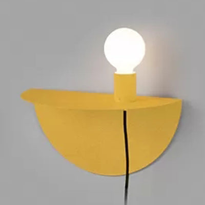 Skørter | Open Bulb Kids Bedroom Wall Light with Half Circle Metal 1 Light Nordic Style Wall Lamp