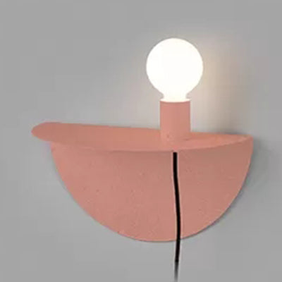 Skørter | Open Bulb Kids Bedroom Wall Light with Half Circle Metal 1 Light Nordic Style Wall Lamp