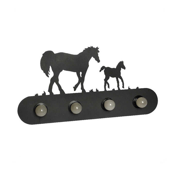 Skørter | Lodge Open Bulb Wall Lamp with Elk/Horse/Sheep/Mountain/Windmill/Tree Design 4 Light Metal Wall Lamp in Black for Indoor