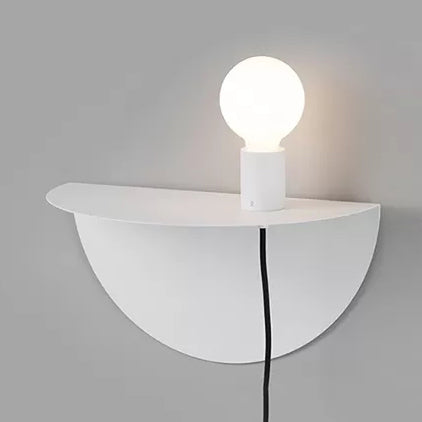 Skørter | Open Bulb Kids Bedroom Wall Light with Half Circle Metal 1 Light Nordic Style Wall Lamp
