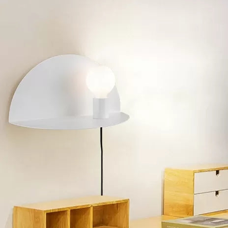 Skørter | Open Bulb Kids Bedroom Wall Light with Half Circle Metal 1 Light Nordic Style Wall Lamp