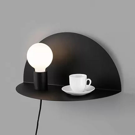Skørter | Open Bulb Kids Bedroom Wall Light with Half Circle Metal 1 Light Nordic Style Wall Lamp