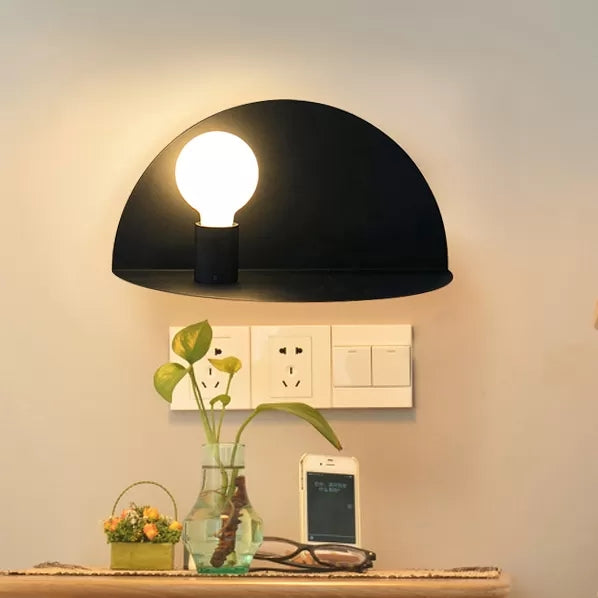 Skørter | Open Bulb Kids Bedroom Wall Light with Half Circle Metal 1 Light Nordic Style Wall Lamp