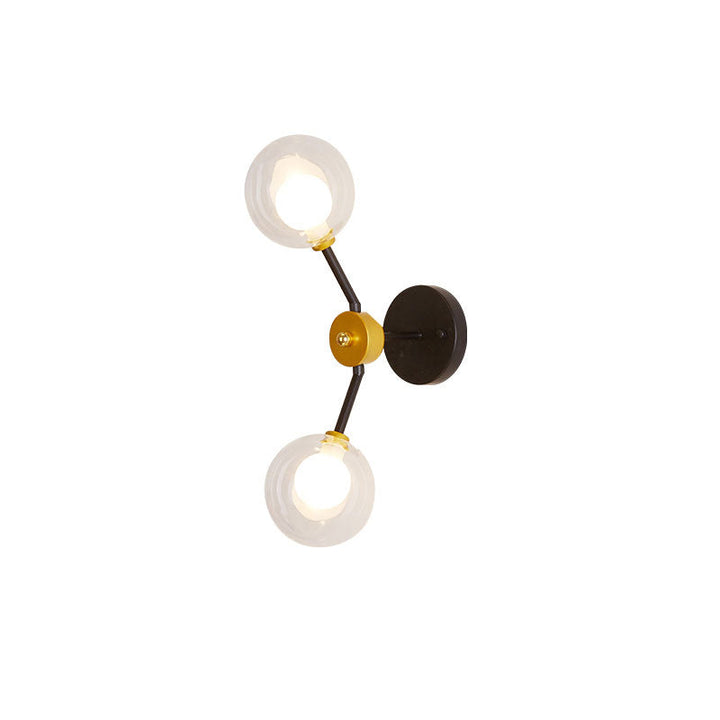 Lisslune | 2 Light Bedroom Wall Light with Global Clear Glass Shade Modern Black LED Wall Mounted Light