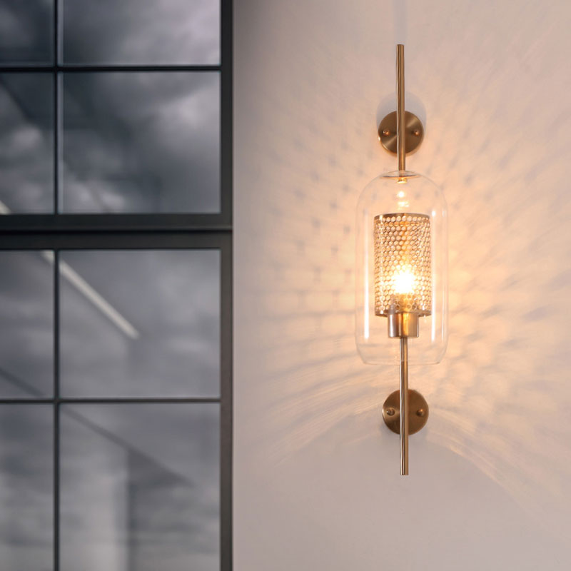Skørter | Silver/Gold Cylindrical Wall Lamp Industrial 1 Light Smoke Glass Wall Mount Play Light, 5"/6" Wide