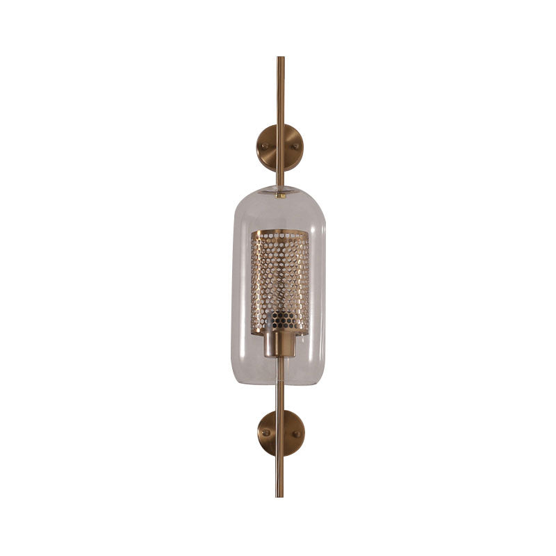 Skørter | Silver/Gold Cylindrical Wall Lamp Industrial 1 Light Smoke Glass Wall Mount Play Light, 5"/6" Wide