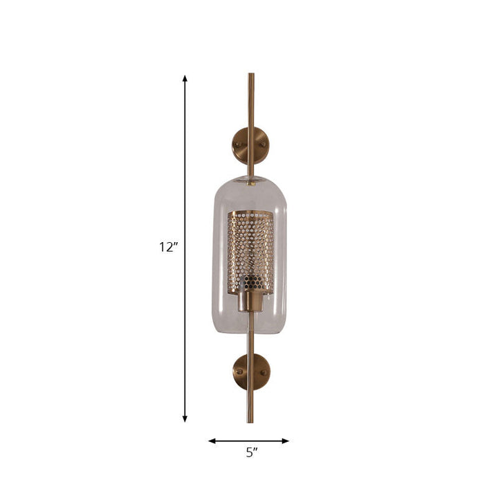Skørter | Silver/Gold Cylindrical Wall Lamp Industrial 1 Light Smoke Glass Wall Mount Play Light, 5"/6" Wide