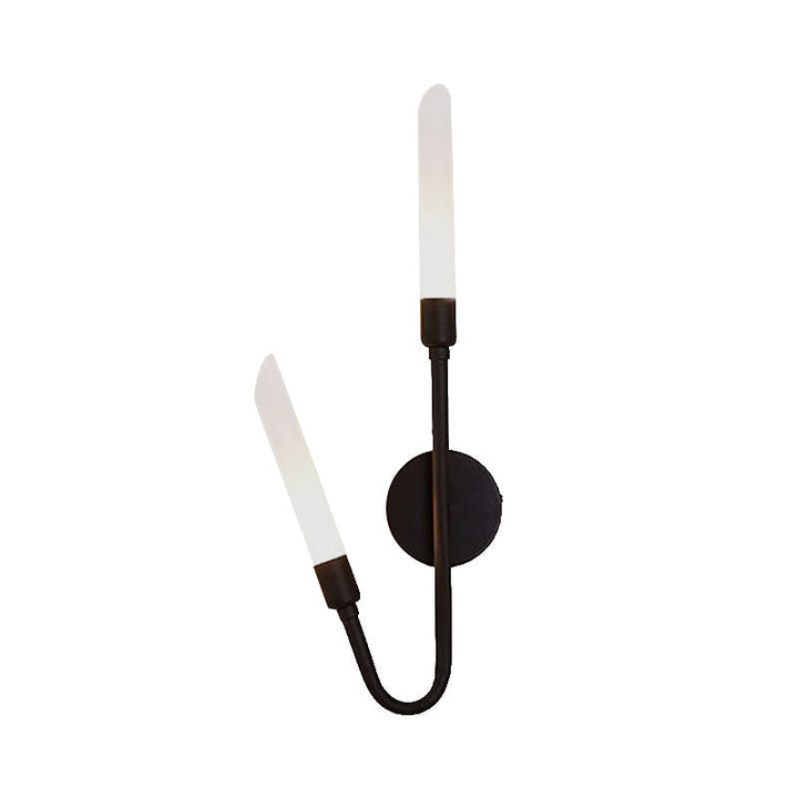 Lisslune | Black/Gold Finish Pipe Wall Lamp 2 Head Post Modern Matte Glass Wall Lamp for Living Room