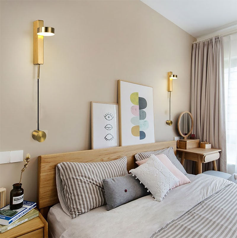 Lisslune | Modern simple drum shade wall light metal LED wall light for the bedroom in white/warm light