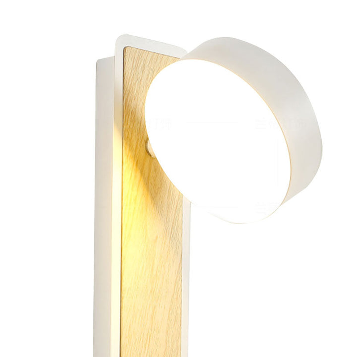 Skørter | Rotatable 1 Light Round LED Wall Lamp Modern Wooden Black/White Downward Lighting in Warm/White Light