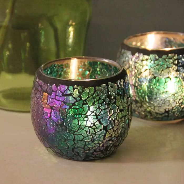 Lisslune | Mosaic Glass Candle Holder for Home Decor