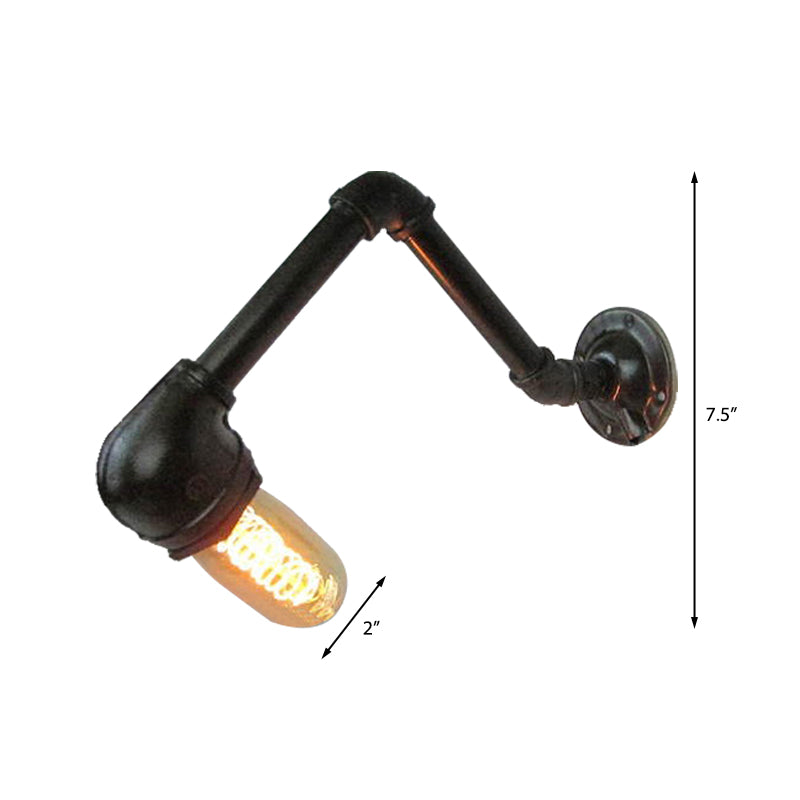 Lisslune | Black version 1 bulb wall light fixture industrial style metal pipe wall lighting for living room