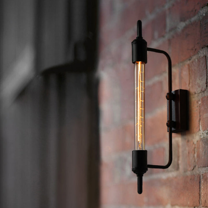 Lisslune | Metallic Linear Small Wall Lamp 1 Light Modern Stylish Wall Light in Black for the Front Door