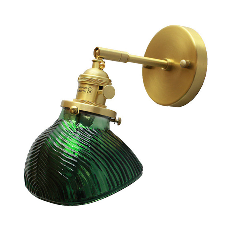 Lisslune | Rotatable Wall Light for Adults Bedroom Metal Single Light Green and Brass Wall Lamp