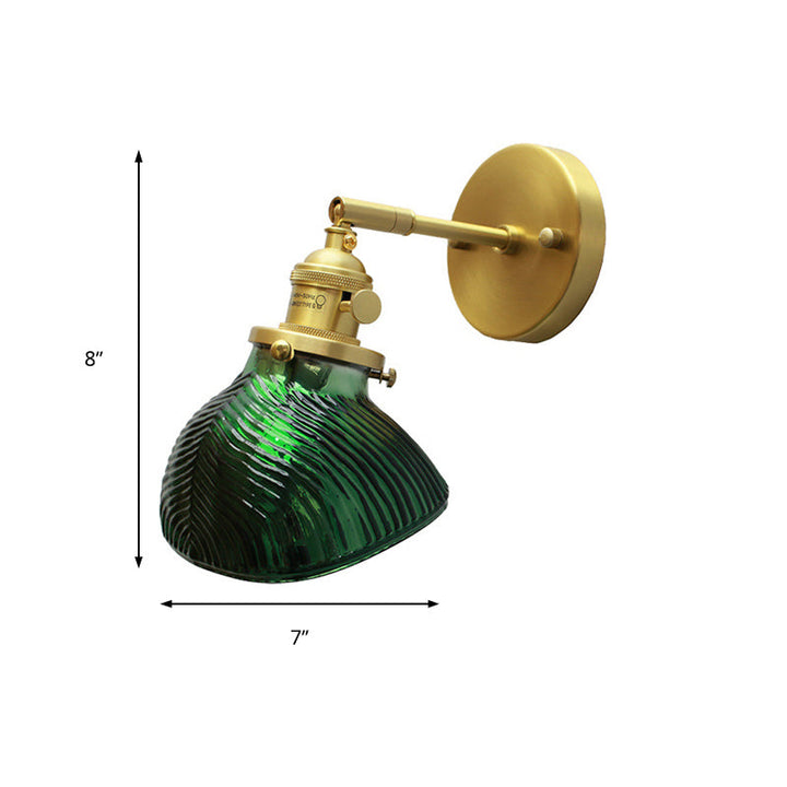 Lisslune | Rotatable Wall Light for Adults Bedroom Metal Single Light Green and Brass Wall Lamp
