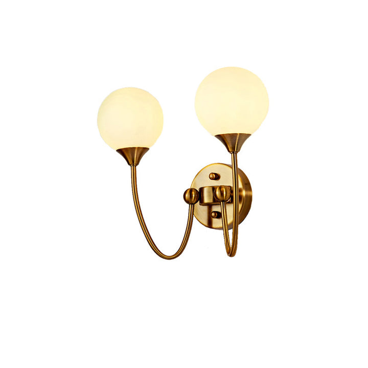Lisslune | Elegant Stylish Ball Shade Wall Lamp 1/2 Lights Milk Glass Wall Lamp in Gold for Mirror Living Room