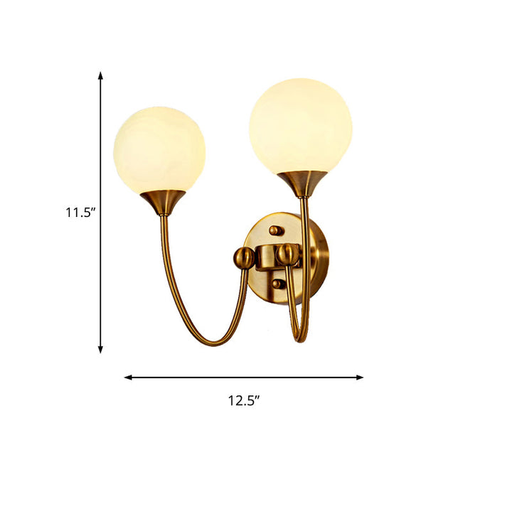 Lisslune | Elegant Stylish Ball Shade Wall Lamp 1/2 Lights Milk Glass Wall Lamp in Gold for Mirror Living Room