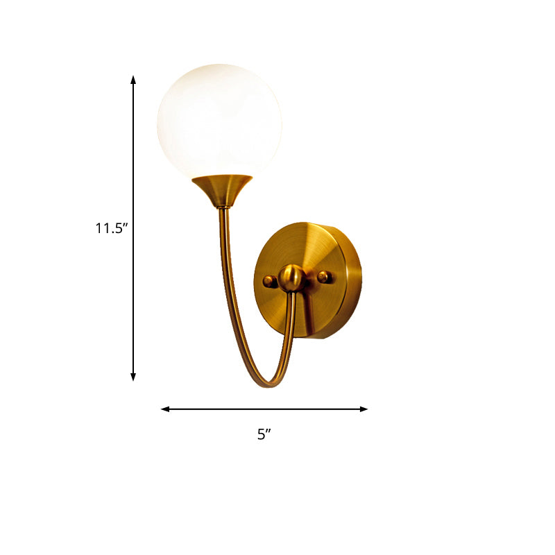 Lisslune | Elegant Stylish Ball Shade Wall Lamp 1/2 Lights Milk Glass Wall Lamp in Gold for Mirror Living Room
