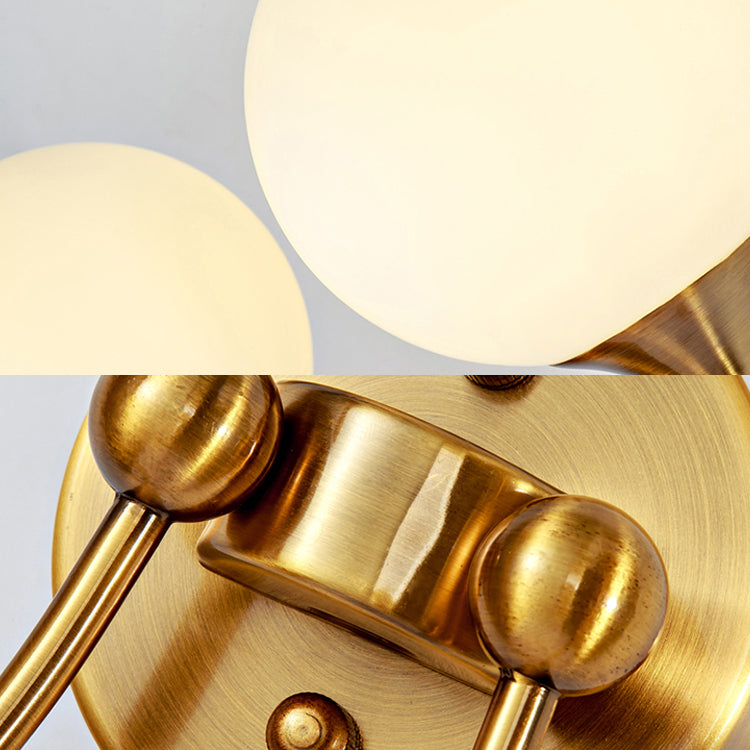 Lisslune | Elegant Stylish Ball Shade Wall Lamp 1/2 Lights Milk Glass Wall Lamp in Gold for Mirror Living Room