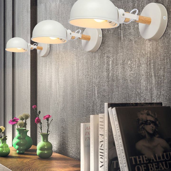 Lisslune | Office Showroom Dome Wall Lamp Adjustable Angle Metal 1 Light Nordic Style Wall Lamp in White