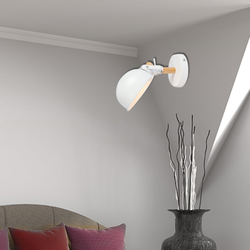Lisslune | Office Showroom Dome Wall Lamp Adjustable Angle Metal 1 Light Nordic Style Wall Lamp in White