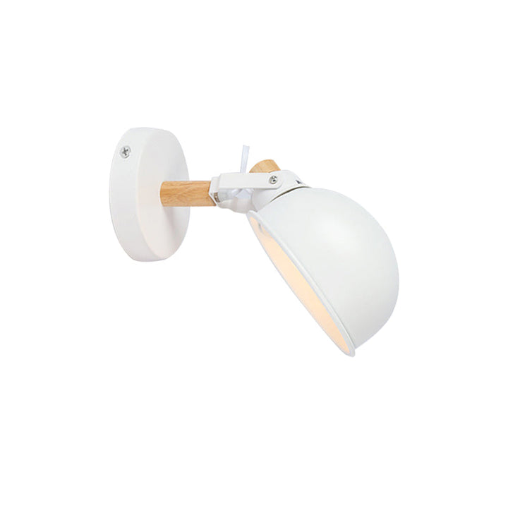 Lisslune | Office Showroom Dome Wall Lamp Adjustable Angle Metal 1 Light Nordic Style Wall Lamp in White