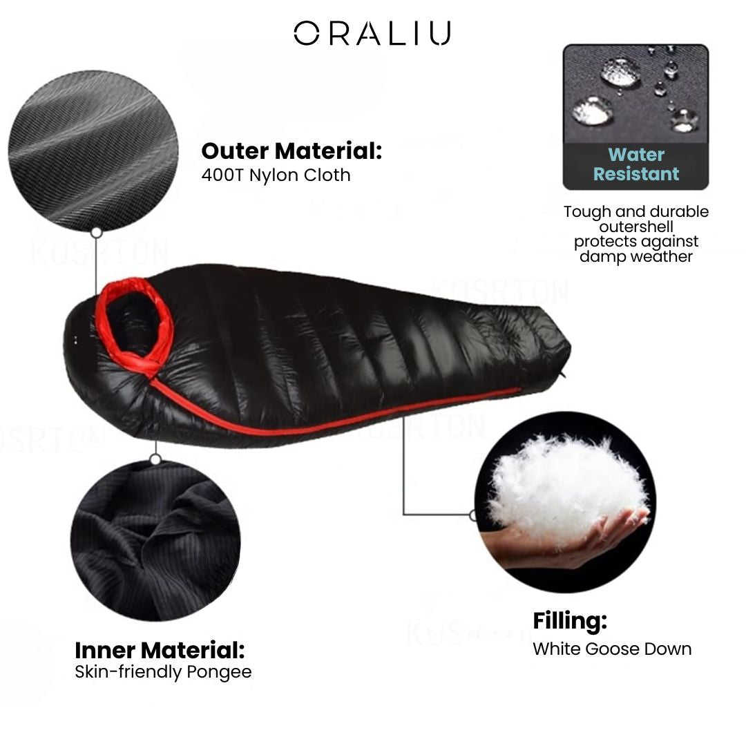 Lisslune | Winter Sleeping Bag – Down Insulated, 400T Ripstop Nylon, -20°C Rated