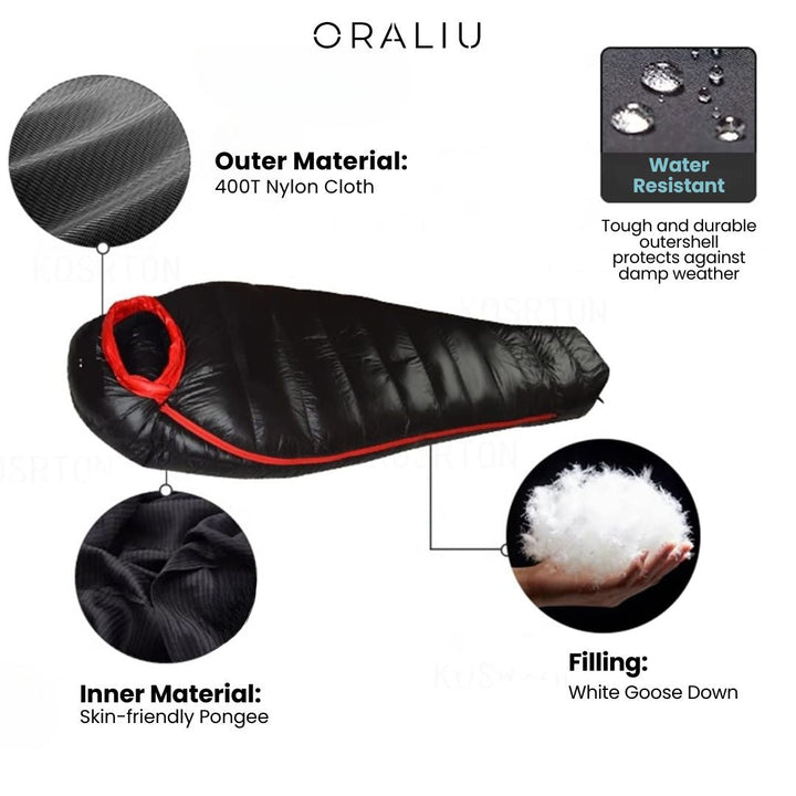 Lisslune | Winter Sleeping Bag – Down Insulated, 400T Ripstop Nylon, -20°C Rated