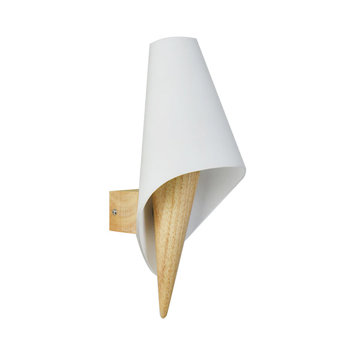 Lisslune | Glass Sweet Cone Wall Lamp Living Room 1 Light Contemporary Wall Light in White & Beige