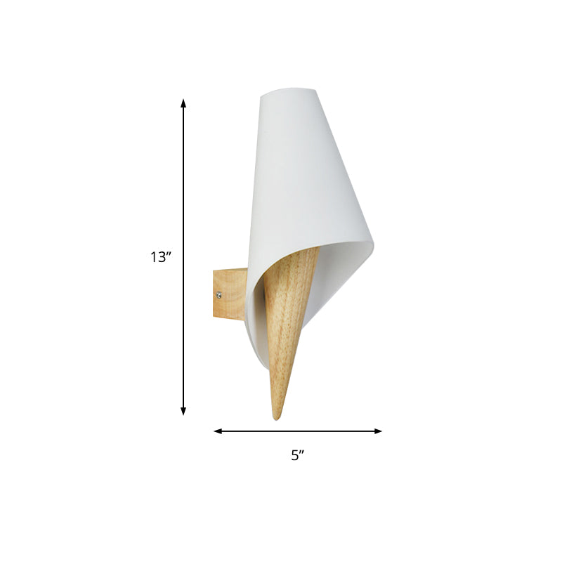 Lisslune | Glass Sweet Cone Wall Lamp Living Room 1 Light Contemporary Wall Light in White & Beige