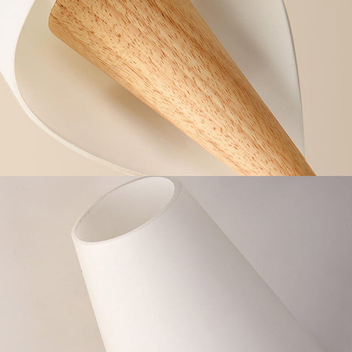 Lisslune | Glass Sweet Cone Wall Lamp Living Room 1 Light Contemporary Wall Light in White & Beige