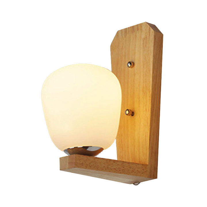 Lisslune | 1 Light Balloon-Shaped Wall Lamp Japanese Milk Glass Wall Lamp in White for Hotel Dining Room