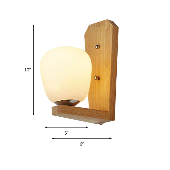 Lisslune | 1 Light Balloon-Shaped Wall Lamp Japanese Milk Glass Wall Lamp in White for Hotel Dining Room