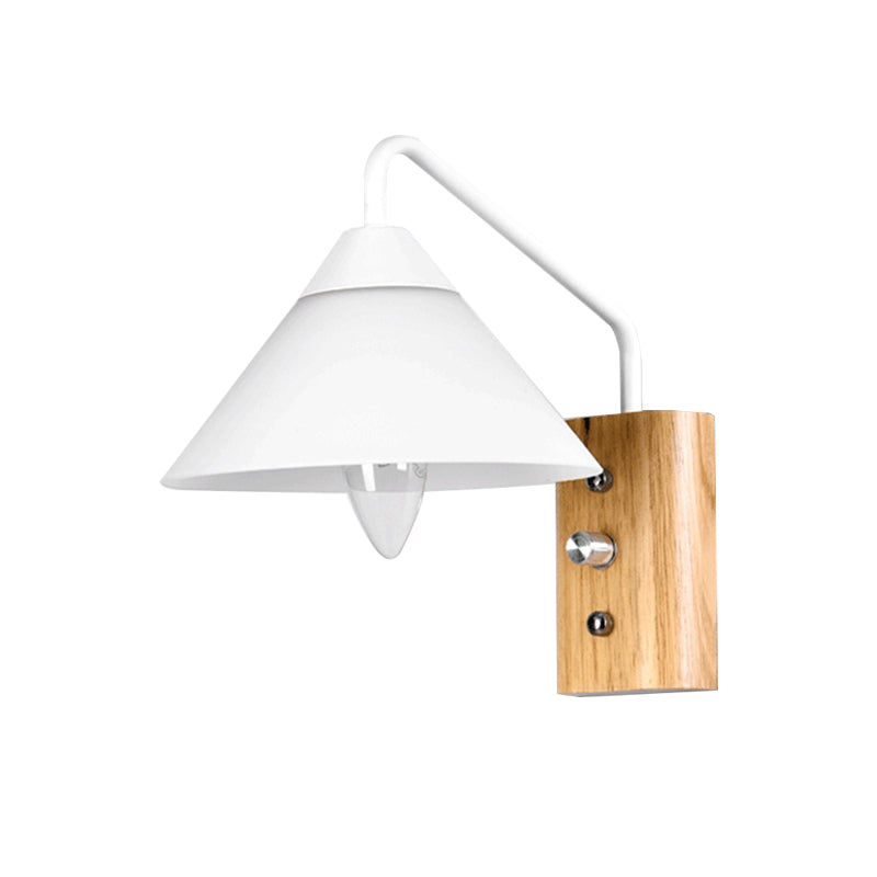 Lisslune | Milk glass conical wall lamp dining room corridor 1 light modern wall light with wooden base