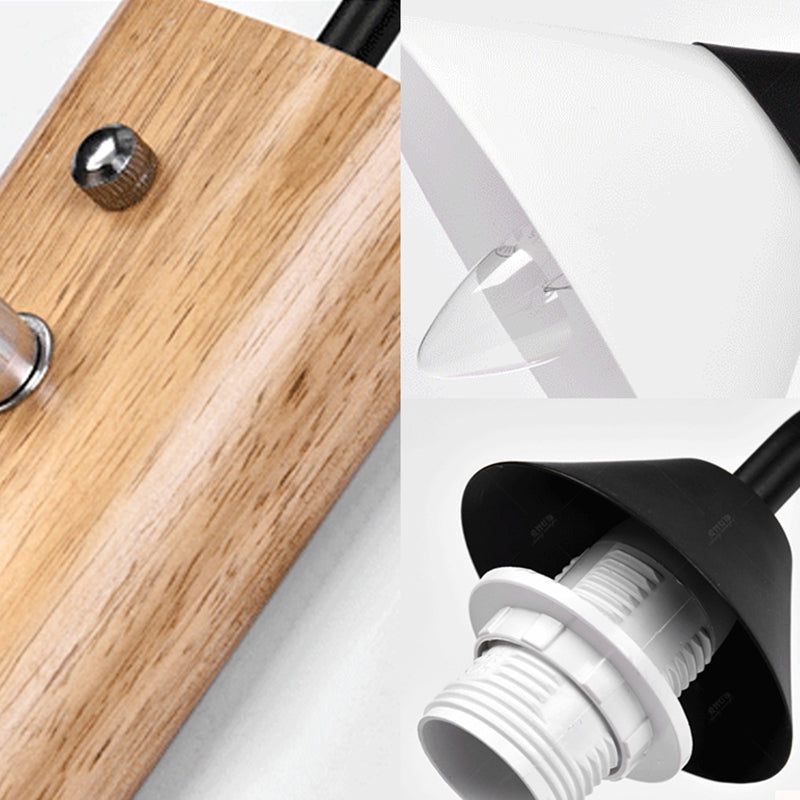 Lisslune | Milk glass conical wall lamp dining room corridor 1 light modern wall light with wooden base