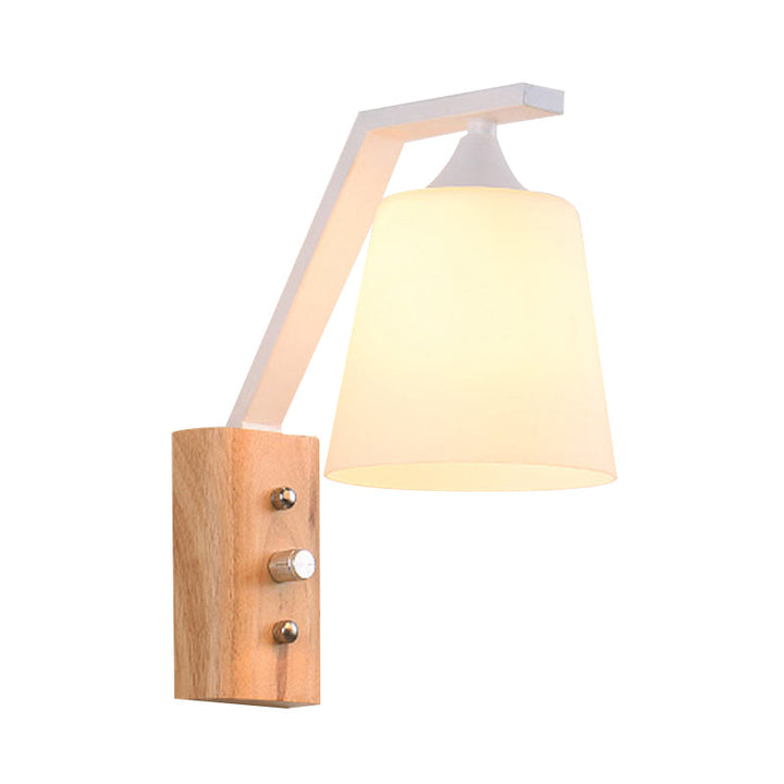 Lisslune | Bucket Shade Stairwell Wall Lamp Opal Glass 1 Head Contemporary Wall Light