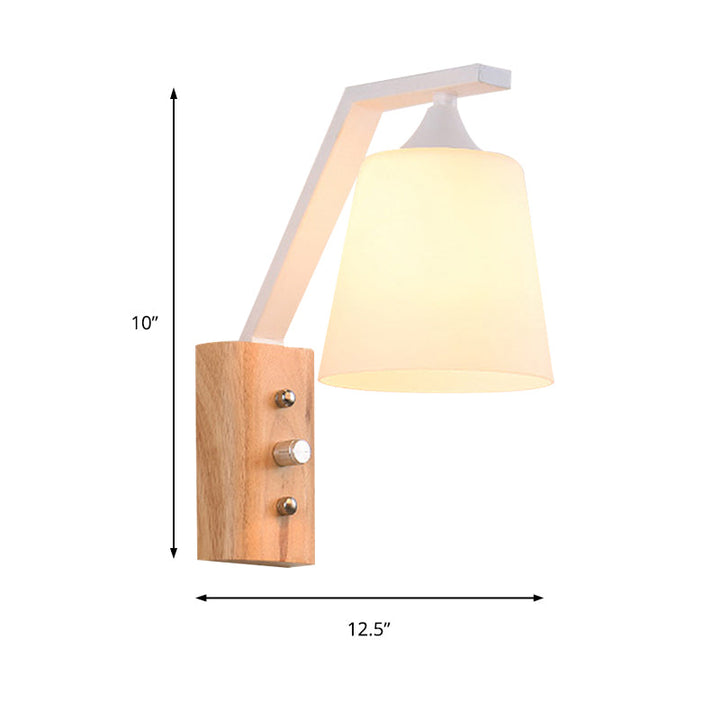 Lisslune | Bucket Shade Stairwell Wall Lamp Opal Glass 1 Head Contemporary Wall Light
