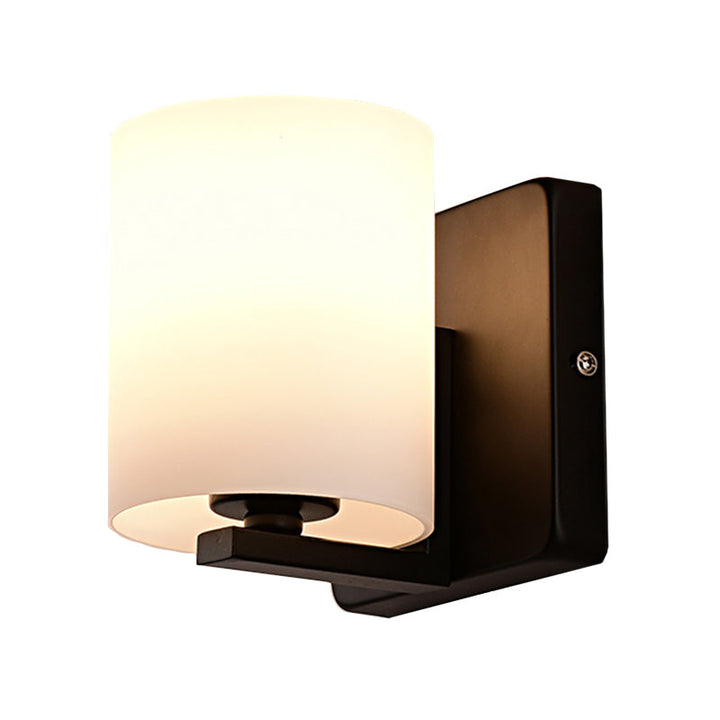 Lisslune | White Umbrella Wall Light with Black Base 1 Light Modern Style Milk Glass Wall Light for the Living Room