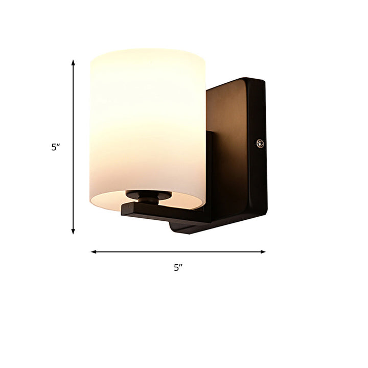 Lisslune | White Umbrella Wall Light with Black Base 1 Light Modern Style Milk Glass Wall Light for the Living Room