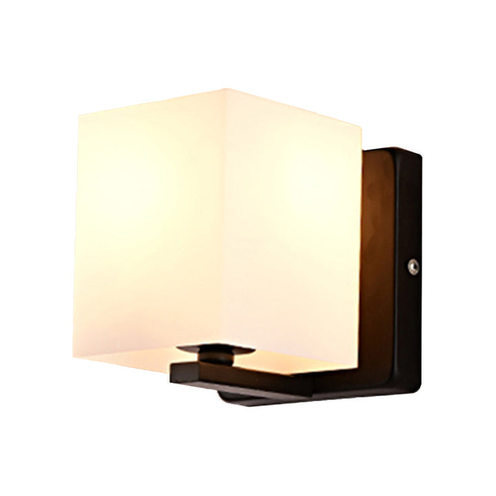Lisslune | White Umbrella Wall Light with Black Base 1 Light Modern Style Milk Glass Wall Light for the Living Room