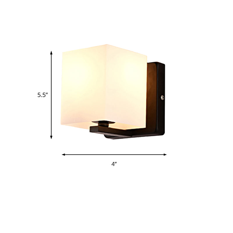 Lisslune | White Umbrella Wall Light with Black Base 1 Light Modern Style Milk Glass Wall Light for the Living Room