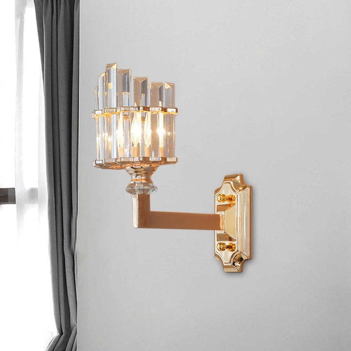 Lisslune | Single Wall Lamp Postmodern Curved Clear Three-Sided Crystal Spike Wall Mounted Lamp in Gold