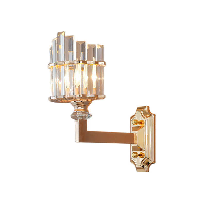 Lisslune | Single Wall Lamp Postmodern Curved Clear Three-Sided Crystal Spike Wall Mounted Lamp in Gold