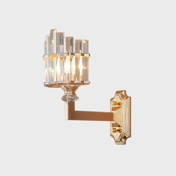 Lisslune | Single Wall Lamp Postmodern Curved Clear Three-Sided Crystal Spike Wall Mounted Lamp in Gold