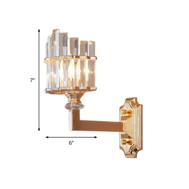 Lisslune | Single Wall Lamp Postmodern Curved Clear Three-Sided Crystal Spike Wall Mounted Lamp in Gold