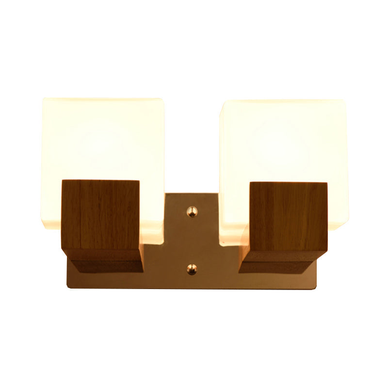 Skørter | White Cube Wall Lamp Japanese Style Simple Opal Glass Wall Lamp for Stairs Living Room